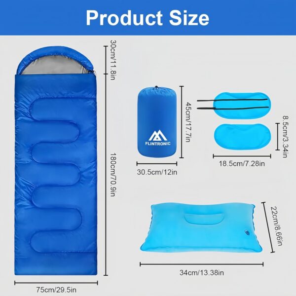 32eba30c4cba7f97 flintronic Schlafsack, Campingschlafsack, Leichter Deckenschlafsack, Camping Outdoor, Kleines Packmaß für Rucksackreisen, Wandern und Reisen, 210 x 75 cm