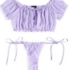 Avidlove Bra and Panty Ruffle Lingerie Set Mesh Babydoll Chemise