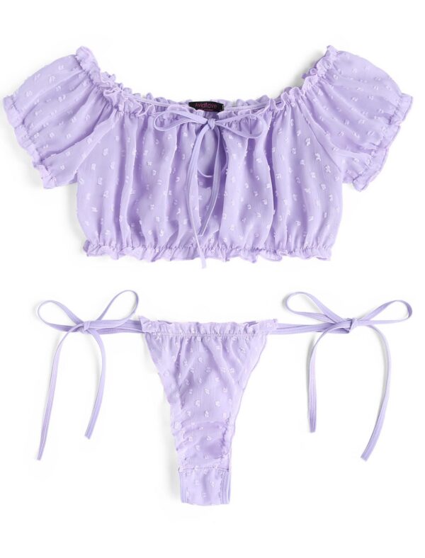 Avidlove Bra and Panty Ruffle Lingerie Set Mesh Babydoll Chemise