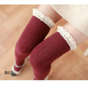330552ec9394bdea 5 Colors Thigh Girls Lace Winter Warm Socks Women Sexy Stocking Medias Pantyhose Stockings Knee High