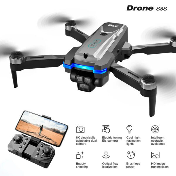 3309edf6e6b5edaa S8S GPS Drone 5G Wifi 8K HD Dual ESC Camera Optical Flow 360° Obstacle Avoidance Brushless Motor RC Foldable Quadcopter 9000M
