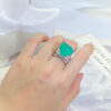 3310108b1cb1b21e Elegant Paraiba Emerald S Sier Heart Full Diamond Couple Ring For Women Lover Geometric Valentine Day Gift Party Jewelry