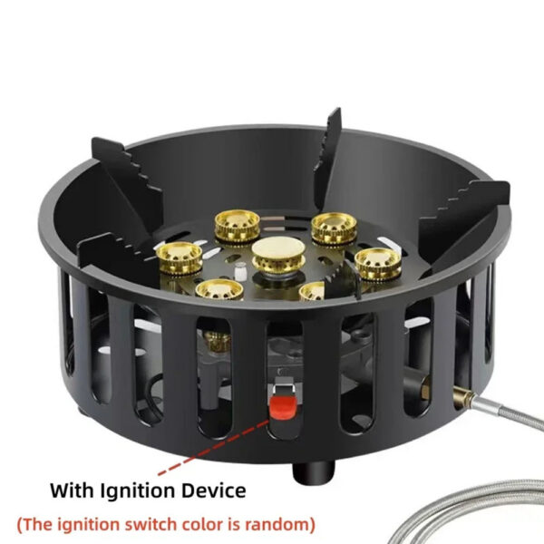 332982d1956d8175 19800W 7-Core Stove High-Power Strong Fire Portable Tourist Gas Burner Windproof Electronic Ignition Camping Equipment