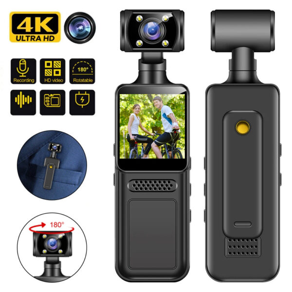 333d1562ee200256 Portable 4K Ultra HD Action Mini Camera 180Rotatable Vlog WiFi Lens Sports Camera Infrared Night Vision Sports DV Bicycle Driver