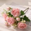 3343774d97c9f144 30cm Rose Pink Silk Bouquet Peony 5 Big Head 4 Small Bud Bride Wedding Home Decoration Artificial Flower