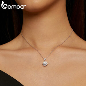 33465dcc0c40a059 BAMOER Moissanite Halo for Women, 1 Carat Lab Grown Diamond Sterling Sier Chain Necklace