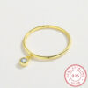 3352641e0c5c8746 NEW Simple Gold Small Round Diamond Crystal Couple Ring For Women Authentic Sterling Sier Anniversary Gift Jewelry