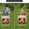 33568e7f7f0f69a2 REDCAMP Large Camping Wood Burning Stove, Stainless Steel Compact Portable Foldable Folding Mult Fuel Camp Stove, Perfect for Backpacking Hiking Travelling Outdoor Cooking Picnic BBQ, Large