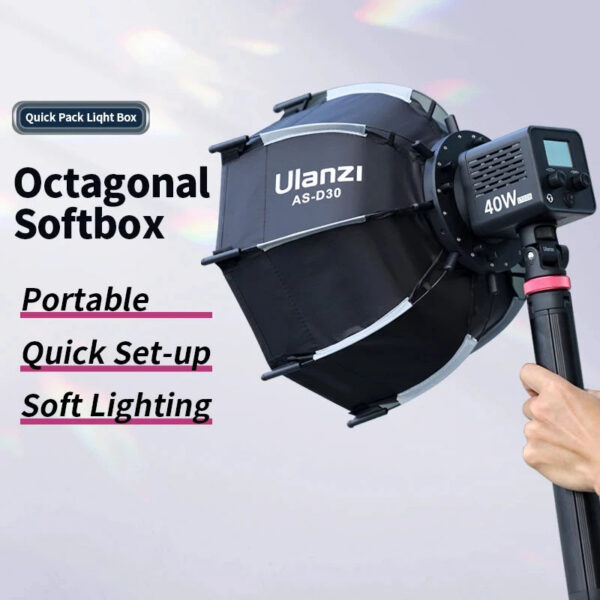 336b8944b755cc34 Ulanzi AS-D30 30cm Octagonal Softbox Mini Bowens Mount Quick Release Honeycomb Grid Softbox for Ulanzi LT028 COB Light Studio