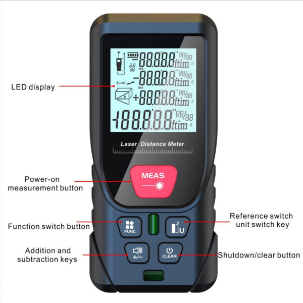 3394e77aabb52108 100m Distance Meter 50m Laser Rangefinders Digital Tape with Bubbles Leveling Handheld Trena Range Finder Measurer Ruler
