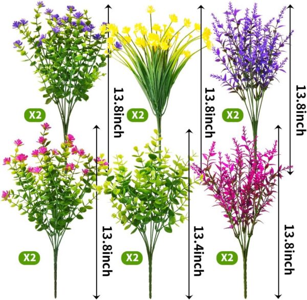 339e14f8a978233c 12 Bundles Outdoor Artificial Fake Flowers UV Resistant No Fade Boxwood Faux Plastic Shrubs Plants for Garden Patio Porch Window Box Home Wedding Farmhouse Hanging Décor
