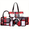 33af52334ba7263b 6-Pcs Womens Handbags Tote Bags Shoulder Bag Leather Purses Satchel Bag Top-Handle Handbag Crossbody Bag Wallet Clutch
