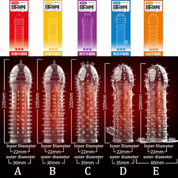 33b5afd30e06dcc6 Spike Condoms Penis Extension Sleeves Sex Toys for Men Delay Ejaculation Reusable Condoms Enlargement Sperm Lock Cock Ring