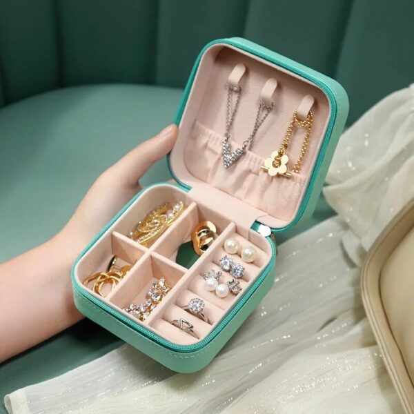 33bb2708b2330236 1PC Organizer Display Travel Zipper Case Boxes Earrings Necklace Ring Portable Jewelry Box Leather Storage