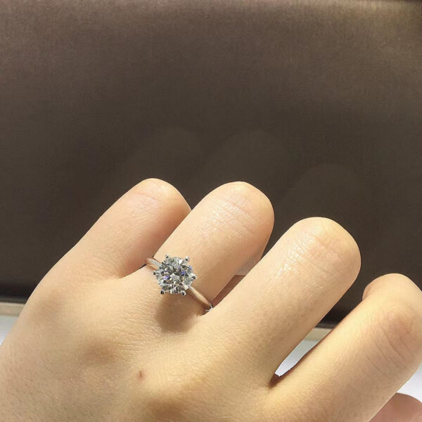 Classic 6 Prongs 5 Carat Round Moissanite Ring Sterling Sier Plated 14K Gold High Clarity D Color Diamond Rings Woman Jewelry