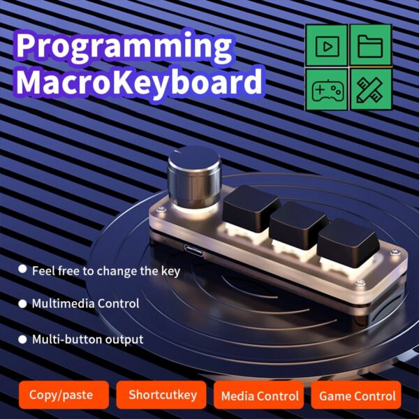 33dd44d3431f21de ropad ro Mechanical Keyboard RGB Mini Gaming Custom Programming Knob Keypads Red Switch 3 Keys For Photoshop