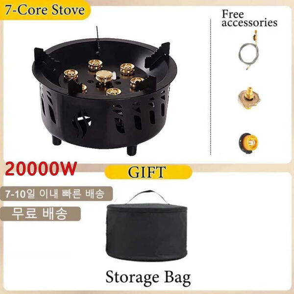 33f9bfa359d5ff4c 20000W 7-Core Gas Burner Strong Fire Power Outdoor Portable Cassette Stove High Firepower for BBQ Camping Hiking Fishing