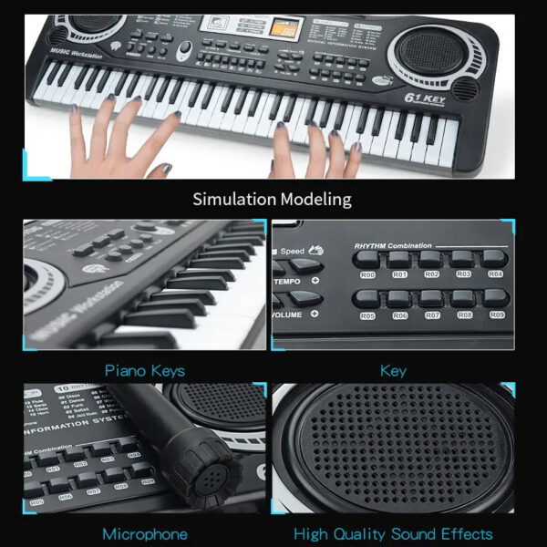 3404b1d43da5db04 Microphone, Kids Keyboard Beginners Electronic Piano with 61 Keys Music Toy Keyboards for Ages 3-12