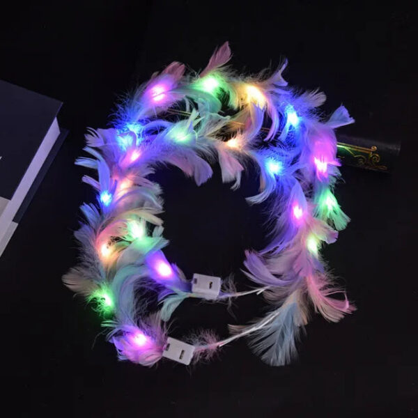 3405f3b70997d548 Xmas LED Light-Up Angel 10 LEDs Feather Wreath Crown Headband Luminous Headdress For Women Girls Wedding Glow Party