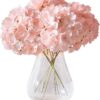 Hydrangea Silk Flower White 10 Heads Artificial Hydrangea Silk Flowers Head for Wedding Centerpieces Bouquets DIY Floral Decor Home Decoration with Long Stems - White