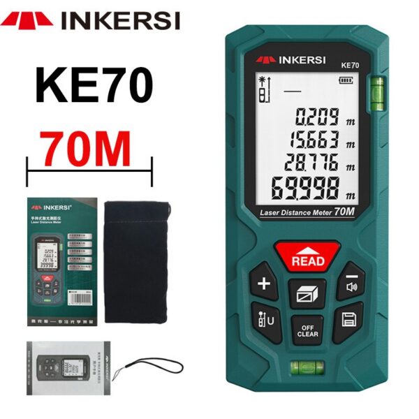 343349479f12401f INKERSI Rangefinder Digital Tape Measure 40M/70M/120m High Precision Laser Distance Meter Roulette Range Finder No Battery