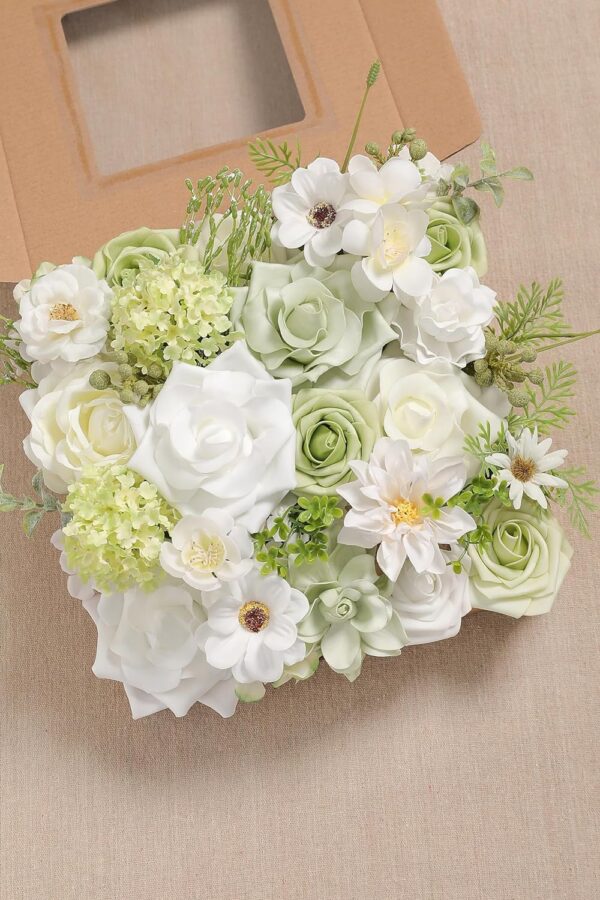 3434d84aa25131fb YYHUAWU Artificial Flowers Combo Set Fake Flower Leaf Box with Stems for DIY Wedding Bouquets Centerpieces Arrangements Baby Shower Party Home Decorations