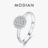 Modian Sterg Sier Classic Sparkg Simple CZ Finger Ring Platinum Plated Wedding Jewelry For Women Anniversary Gift
