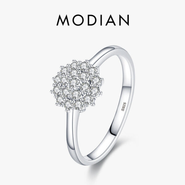 Modian Sterg Sier Classic Sparkg Simple CZ Finger Ring Platinum Plated Wedding Jewelry For Women Anniversary Gift
