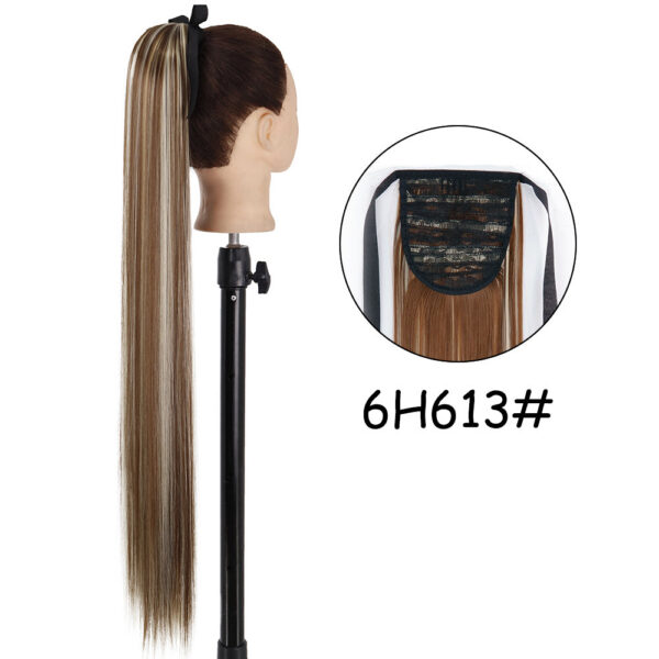 3479da43565fb737 34inches Synthetic Ponytail Hair Extension Clip in Fake Wig Hairpiece Blonde Wrap Around Pigtail Long Smooth Overhead Pony Tail