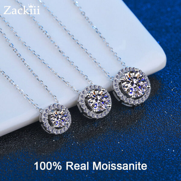 34b26cda6f5357e6 Certified Necklace for Women 0.5-2CT VVS Brilliant Moissanite Diamond Halo Pendent Necklaces Anniversary Gift