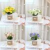 XONOR Artificial Flowers - Set of 4 Mini Fake Potted Silk Daisy Flowers for Home Decor Wedding Office Tabletop Decoration