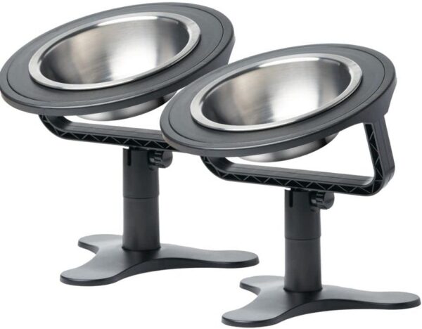 Adjustable Raised Cat Food Bowl, Tilted Elevated Bowl (1-Pack, Black)