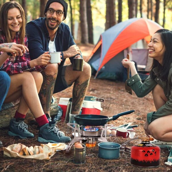 34c89be80cc487df Colmthys Camping Gas Stove, Portable Windproof Backpacking Burner Cooking Stoves 3500W for BBQ Outdoor Cooking Hiking Fishing Picnic with Piezo Ignition Adapters Converter