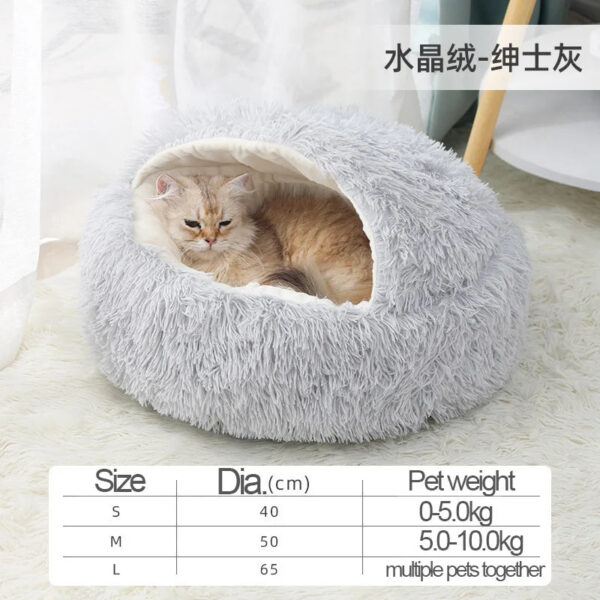 Pet Dog Round Plush Semi-Enclosed Cat Nest for Deep Sleep Comfort In Winter Cats Bed Little Mat Basket Soft Kennel