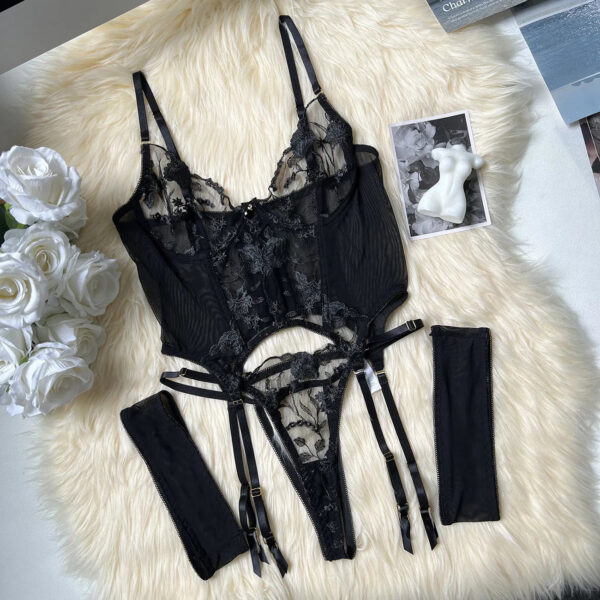 34d83715d3d2b081 Ellolace Sensual Lingerie Floral Lace Transparent Erotic Costume Bride Fantasy Sexy Crotchless Invisible Thongs Naked Sex Suit