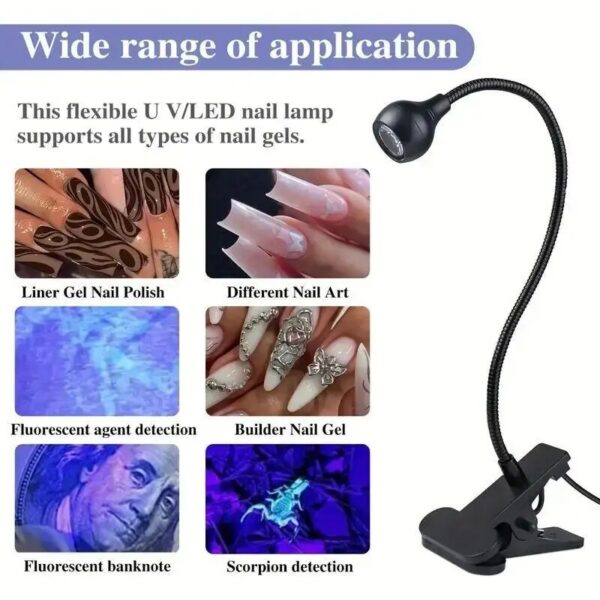 Purple Light Multifunctional High Quality Manicure UV Glue Curing with Clip and Switch USB One Lamp Multipurpose