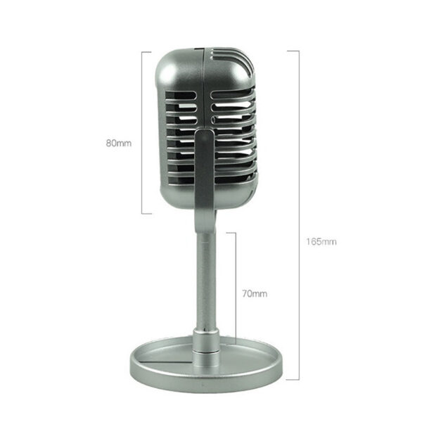 Simulation Props Retro Dynamic Vocal Microphone Vintage Style Wireless Mini Mic Universal Stand Stage Performance Karaoke