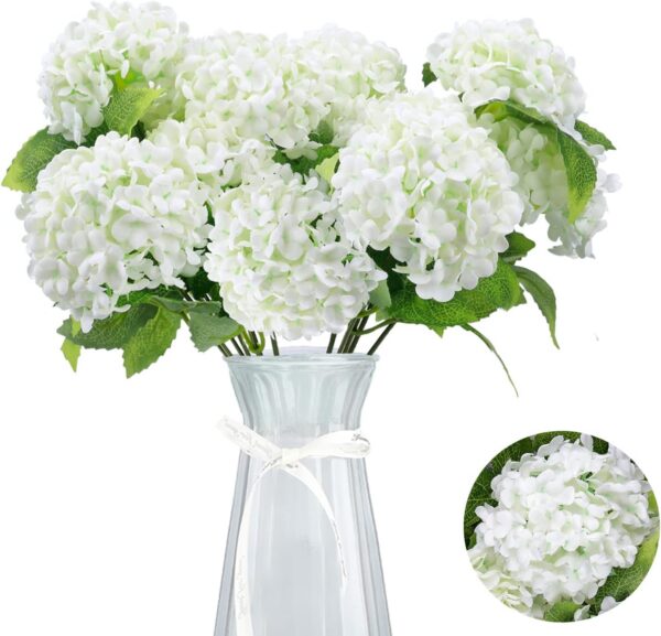 GREENTIME 13” Artificial Hydrangea Flowers Faux Hydrangea Bouquet with 7 Head 3.15” Tiny Hydrangea for Wedding Bouquet Party Home Decor DIY Baby Shower Centerpieces Tables Decoration(Blue)