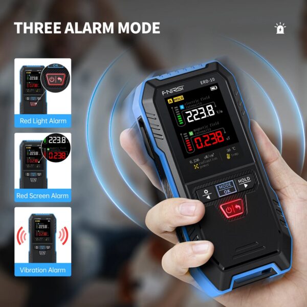 FNIRSI ERD-10 4-IN-1 Electromagnetic Radiation Detector, Electric & Magnetic Field Strength, RF Power, Temperature Monitor