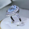 350ba718ec8c47c3 sterling sier elegant and exquisite drop-shaped white zircon ring with diamonds for ladies fashion jewelry Valentine's day
