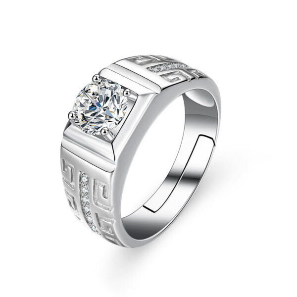 35240b26b4cbf9e6 Business high-end Mozambican stone one-carat diamond four-claw inlay shape of the men's ring domineering holiday gifts