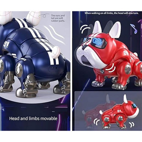 355ffec4d08204bc V01Violent With Movable Head Limbs Music Robot Toy Red And Blue Children's Intelligent nical Dog Electronic Pet