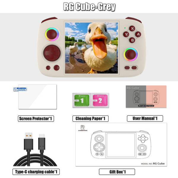 3560ea0d419877c3 ANBERNIC RG Cube Retro Handheld Game Console 64bit Android 13 Unisoc T820 3.95 Inch IPS Screen Hall Joystick RGB lighting effect