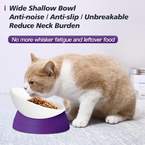 357fca044deddd5e 2Pcs Cat Bowls Elevated Cat Food Bowl Adjustable Cat Dish Anti-Slip and Anti-Noise Raised Cat Bowl Protecting Pet’s Spine Thickened Plastic Bowl Suitable for Indoor Cats, 17 Oz
