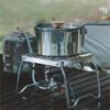 3586ed21012acb54 Outdoor Stainless Steel Stove Camping Portable Folding Mini Barbecue Rack Set Pot Baking Tray Holder