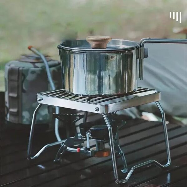 3586ed21012acb54 Outdoor Stainless Steel Stove Camping Portable Folding Mini Barbecue Rack Set Pot Baking Tray Holder