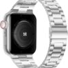 iiteeology Compatible with Apple Watch Band 49mm 45mm 44mm, Upgraded Solid Business Stainless Steel Band for Apple iWatch Series 9/8/7/Ultra,Silver