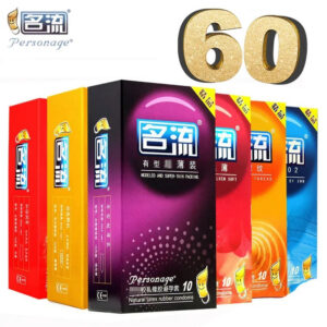 PERSONAGE 60PCS Condoms For Men 6 Kinds Ultra Thin Particle Thread Natural Latex Spike Condom Adult Sex Product Small Condom