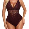 Avidlove Women Snap Crotch Lingerie Sexy Bodysuit Deep V Teddy One Piece Lace Babydoll