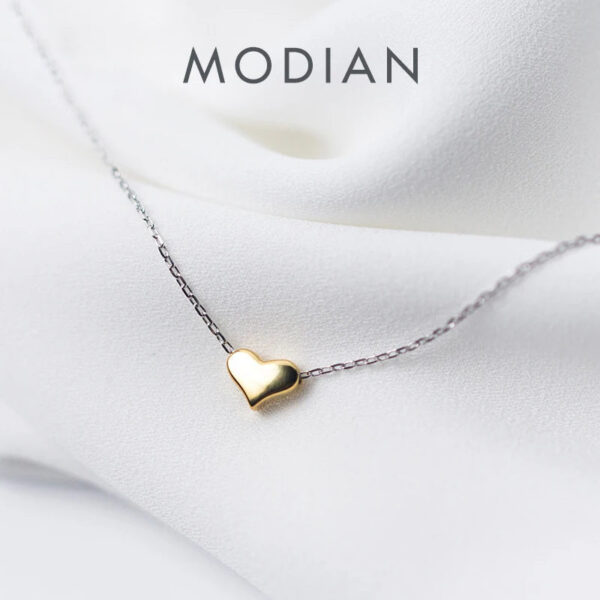35d21f00edb25a52 Modian Gold Color Heart Simple Tiny Fashion Chain Pendant Necklaces Classic Girls 925 Sterling Silver Jewelry For Women Gift
